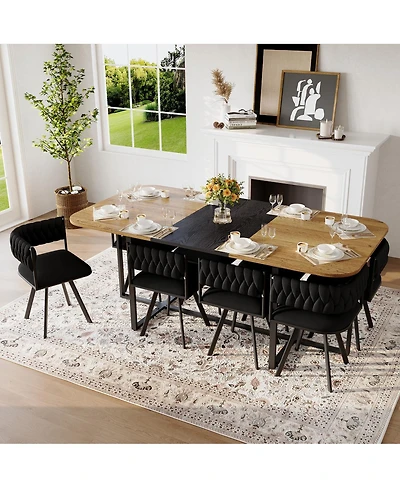 Streamdale Furniture 9 Piece Square Dining Table Set with 8 Velvet Chairs
