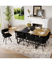 Streamdale Furniture 9 Piece Square Dining Table Set with 8 Velvet Chairs