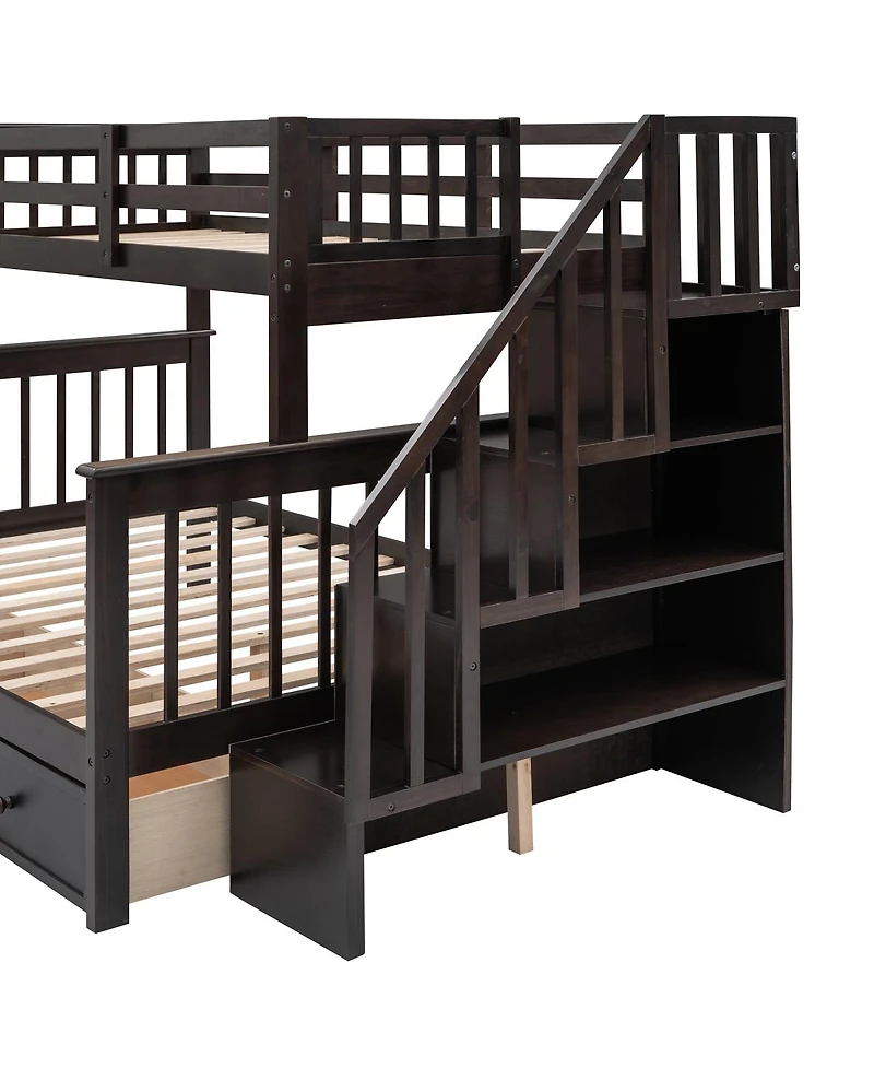 Streamdale Furniture Twin-Over-Full Stairway Bunk Bed with Storage