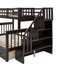 Streamdale Furniture Twin-Over-Full Stairway Bunk Bed with Storage