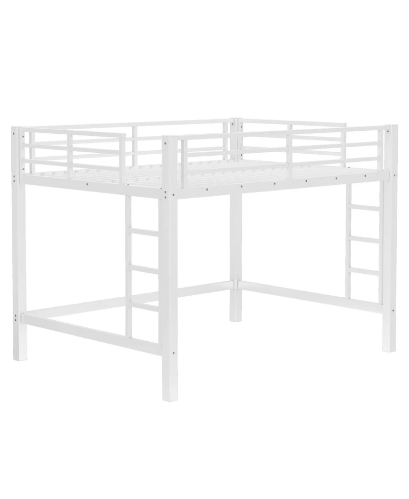 Streamdale Furniture Metal Loft Bed with Ladder and Guardrails