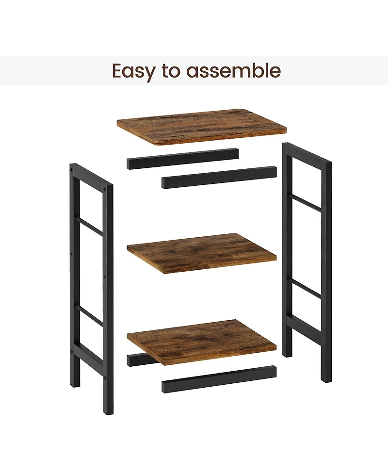 homfan Set of 2 Space-Saving 3-Tier Narrow End Table with Storage Shelf - Modern Sturdy Side Table for Living Room, Bedroom, Hallway