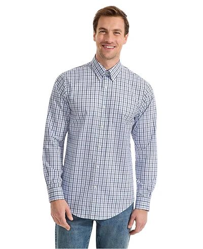 Lands' End Men's Traditional Fit Solid No Iron Supima Pinpoint Buttondown Collar Dress Shirt