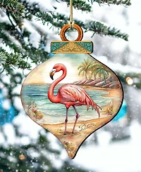Designocracy Flamingo Charm Christmas Wood Ornament
