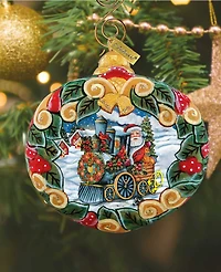 G.DeBrekht Santa Express Wreath Sculpted Hand, Painted Christmas Ornament