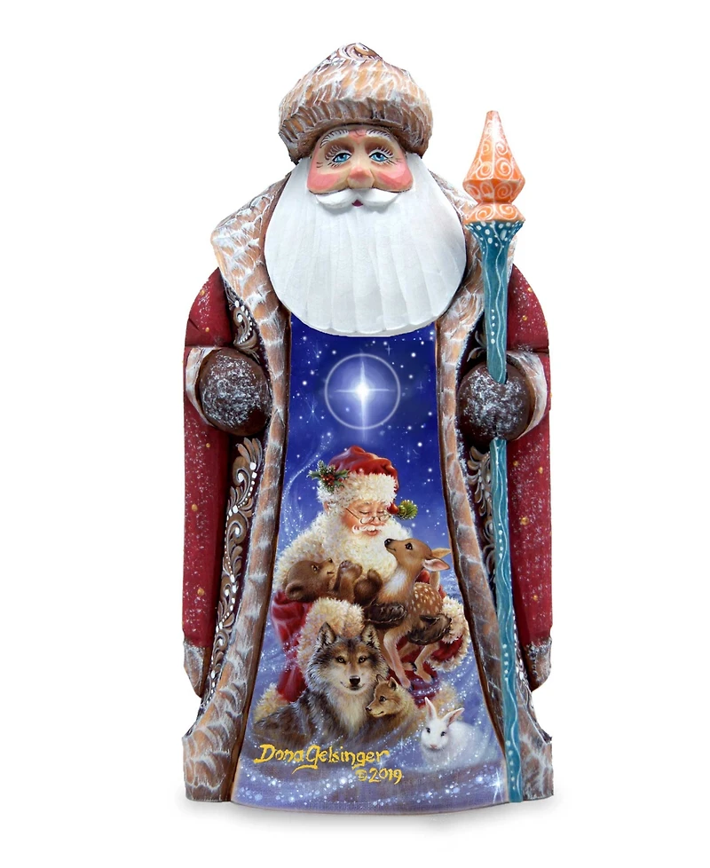 G.DeBrekht Woodcarved Hand Painted Santa Little Friends Figurine