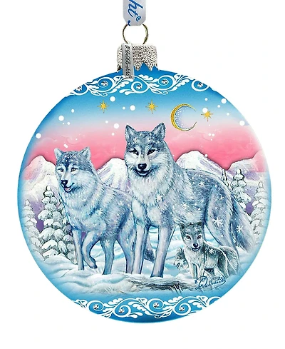 G.DeBrekht Limited Edition Oversized Guardian of Spirituality Wolves Glass Ball Ornament