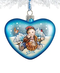 G.DeBrekht Winter Fun Hart Glass Ornament