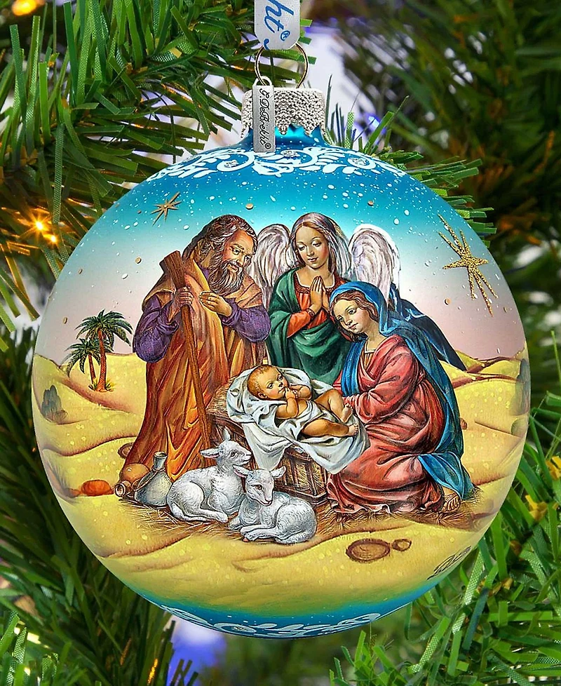 G.DeBrekht Limited Edition Nativity Ball In Blue Glass Ornament