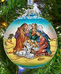 G.DeBrekht Limited Edition Nativity Ball In Blue Glass Ornament