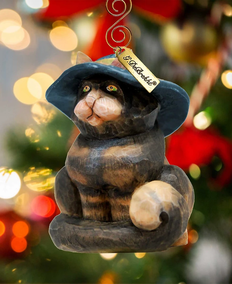 G.DeBrekht Fifield Cat Sculpted Hand, Painted Christmas Figurine