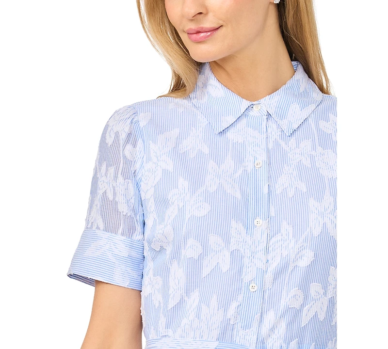 CeCe Women's Tie-Waist Mini Shirt Dress