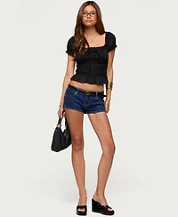 Edikted Women's Laurena Lacey Ruched Button Top