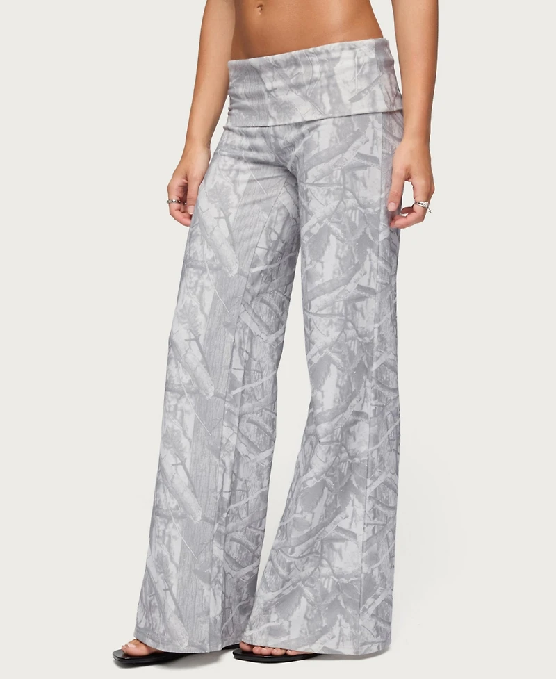 Edikted Women's Cammy Wide Leg Foldover Pants