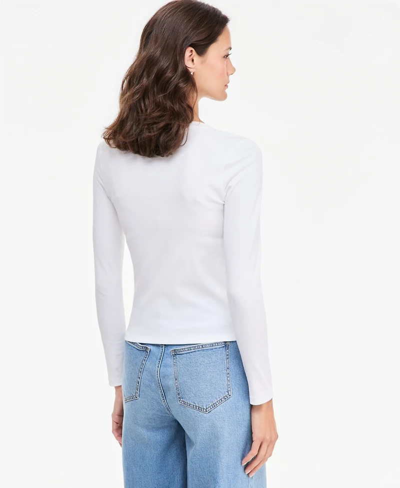 On 34th Women's Cropped V-Neck Meet & Greet Long-Sleeve T-Shirt, Macy's Exclusive