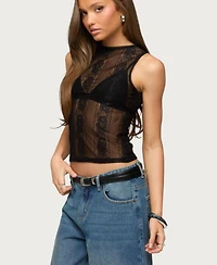 Edikted Women's Ephie Sheer Lace Tank Top