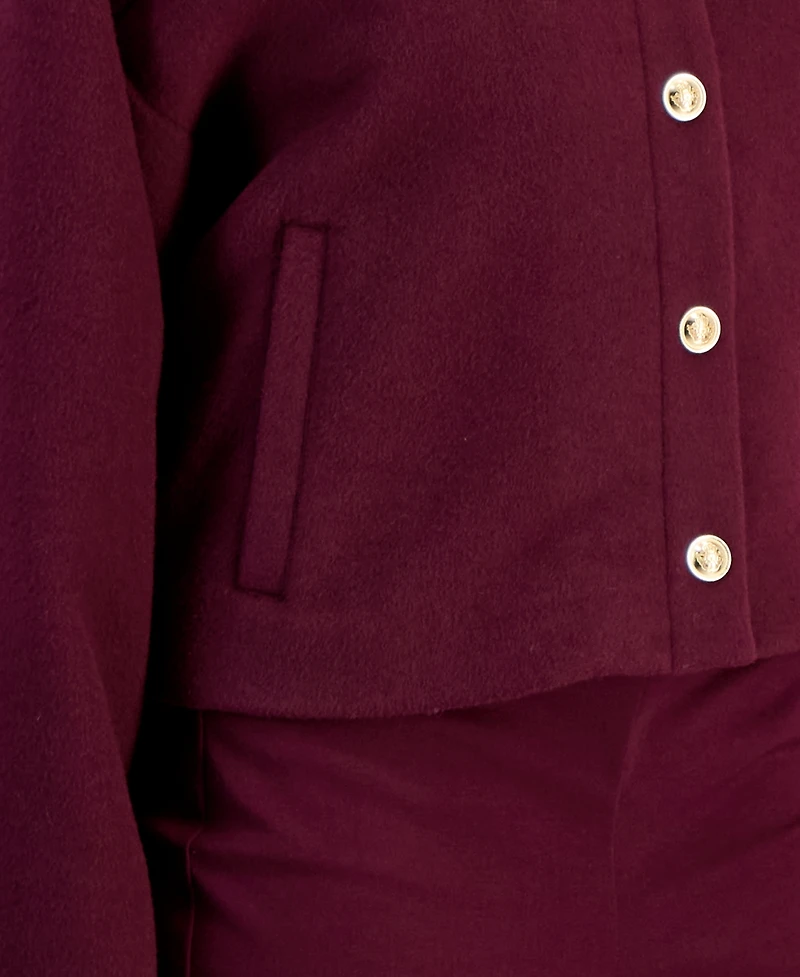 I.n.c. International Concepts Petite Lined Round-Neck Poly-Wool Blend Snap-Front Jacket, Macy's Exclusive