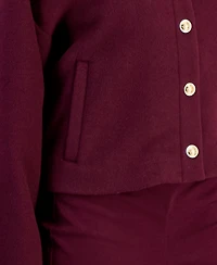 I.n.c. International Concepts Petite Lined Round-Neck Poly-Wool Blend Snap-Front Jacket, Macy's Exclusive