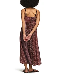 Lucky Brand Women's Print V-Neck Mix Midi Dress