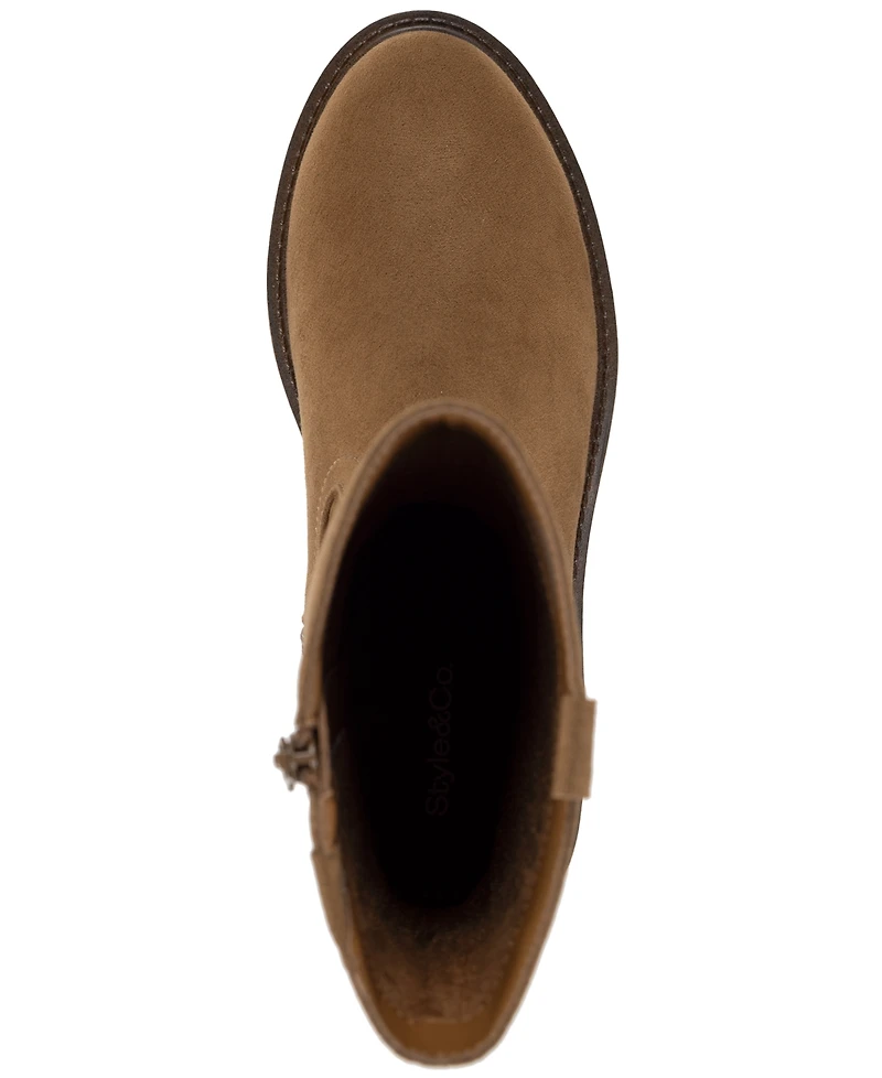 Style & Co Women's Tiannaa Embroidered Round Toe Mid Shaft Boots, Macy's Exclusive