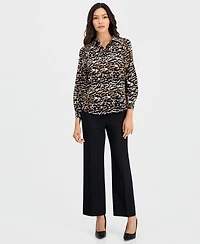 Anne Klein Essentials Petite Printed Button-Front Blouse