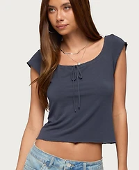 Edikted Women's Pera Wide Scoop Neck Tie Top