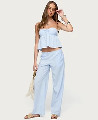 Edikted Women's Cersei Striped Tie Front Strapless Top