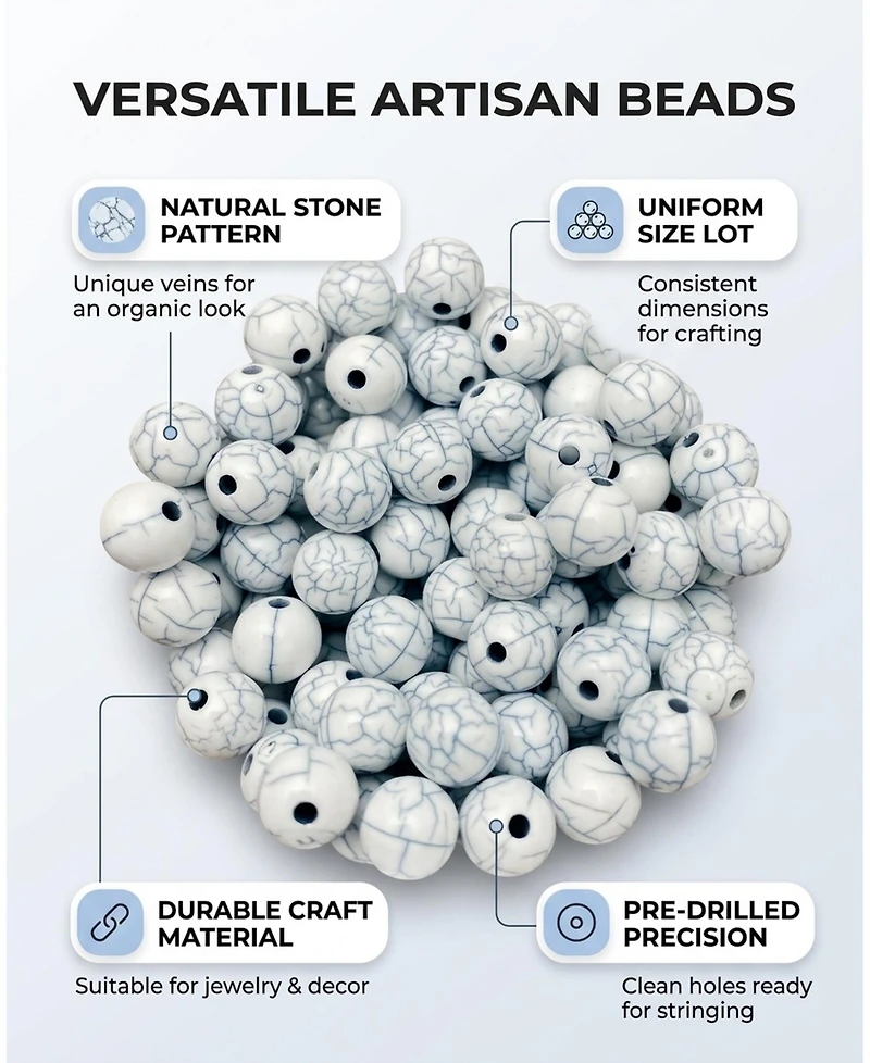 Sevorley 320Piece Set 8mm Acrylic Marble-Pattern Round Loose Beads for Diy