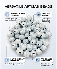 Sevorley 320Piece Set 8mm Acrylic Marble-Pattern Round Loose Beads for Diy