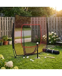 Sevorley 7x7 ft Portable Baseball Softball Practice Net with Strike Zone and