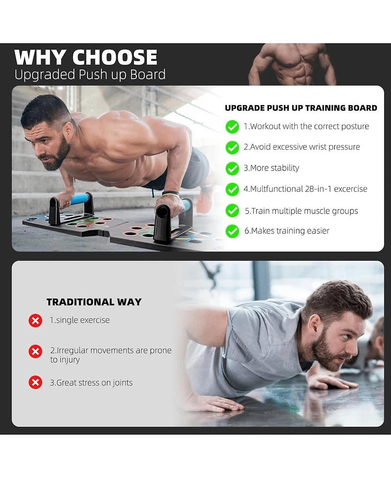 Sevorley 28-in-1 Push Up Rack Board System for Home Gym Fitness Workout Train