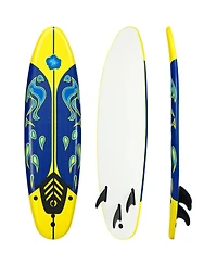 Sevorley 6 ft Foam Surfboard with 3 Detachable Fins, Leash