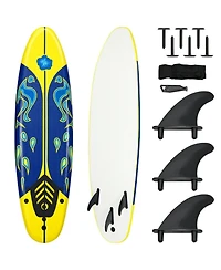Sevorley 6 ft Foam Surfboard with 3 Detachable Fins, Leash