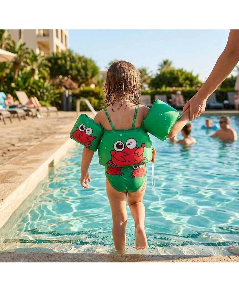 Sevorley Toddler Swim Arm Bands and Vest for Kids 20-50 lbs, Cute Dinosaur