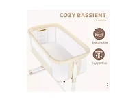 Kinder King Baby Bassinet Bedside Sleeper with Wheels, Adjustable Height and Mesh Sides