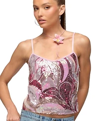 Edikted Women's Ceren Abstract Sequin Tank Top