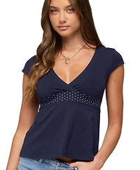Edikted Women's Indygo Polka Dot V Neck Top