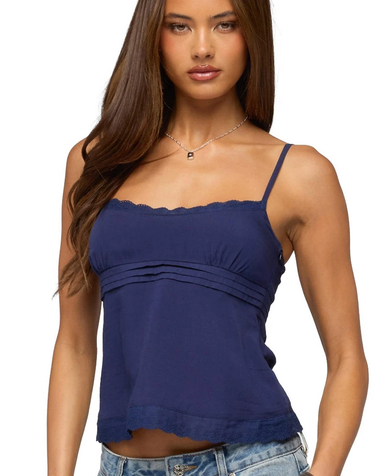 Edikted Women's Michal Eyelet Babydoll Tank Top