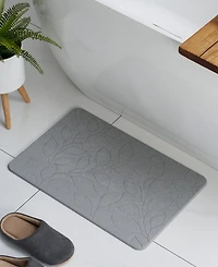 Vcny Home Carved Leaves Diatomite Stone Bath Mat, 16" x 24"