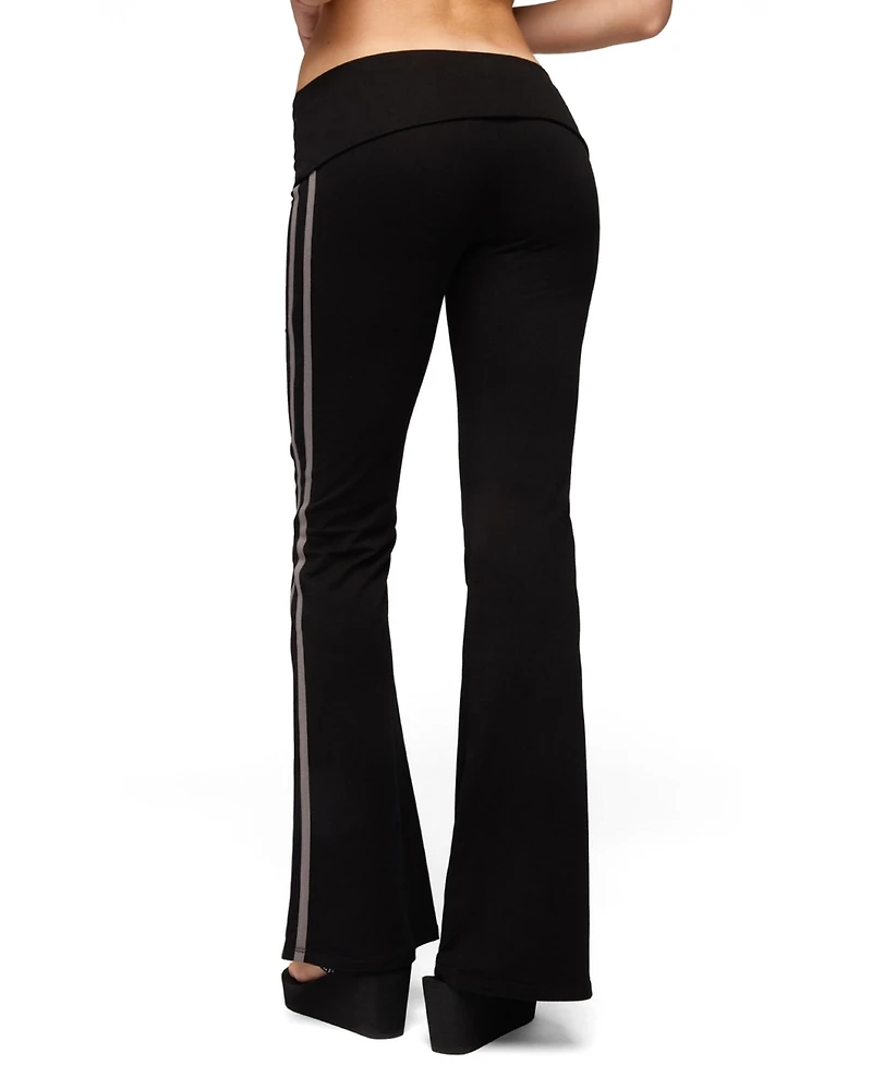Edikted Women's Charly Foldover Stripey Flared Pants