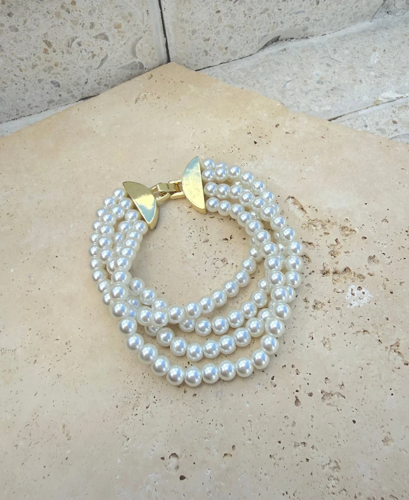Adornia Imitation Pearl Multi-Strand Statement Bracelet