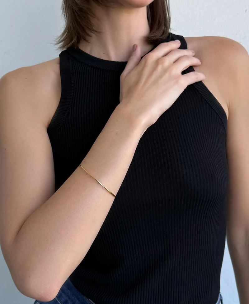 Adornia Tarnish Resistant Gold Cuff Adjustable Chain Bracelet