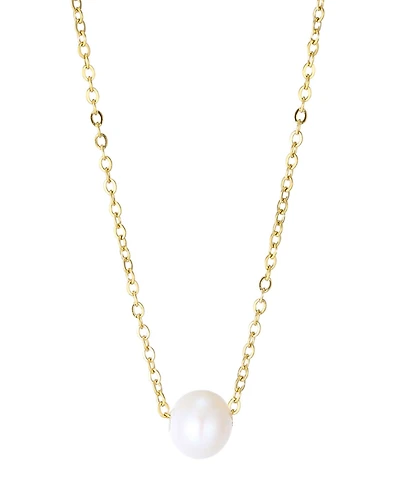 Adornia Tarnish Resistant Gold 6mm Natural Freshwater Imitation Pearl Sliding Pendant Necklace