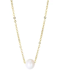 Adornia Tarnish Resistant Gold 6mm Natural Freshwater Imitation Pearl Sliding Pendant Necklace