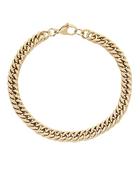 Adornia Men's Tarnish Resistant Gold 7mm Cuban Chain Bracelet