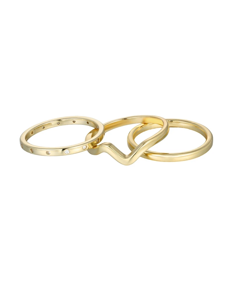 Adornia Gold Cubic Zirconia 3-Band Set