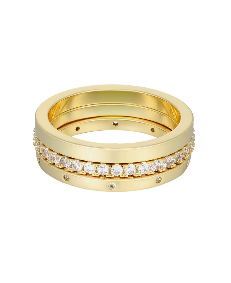 Adornia Gold Cubic Zirconia 3-Band Rings Set
