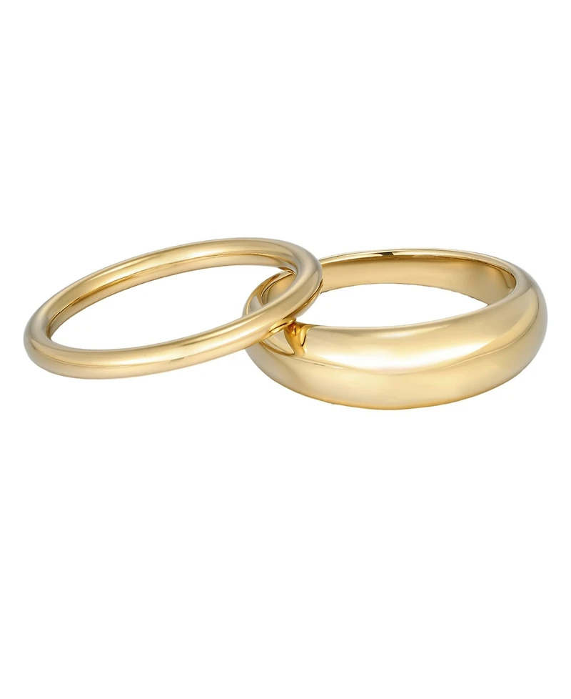 Adornia Tarnish Resistant Gold Chunky Dome Ring Set