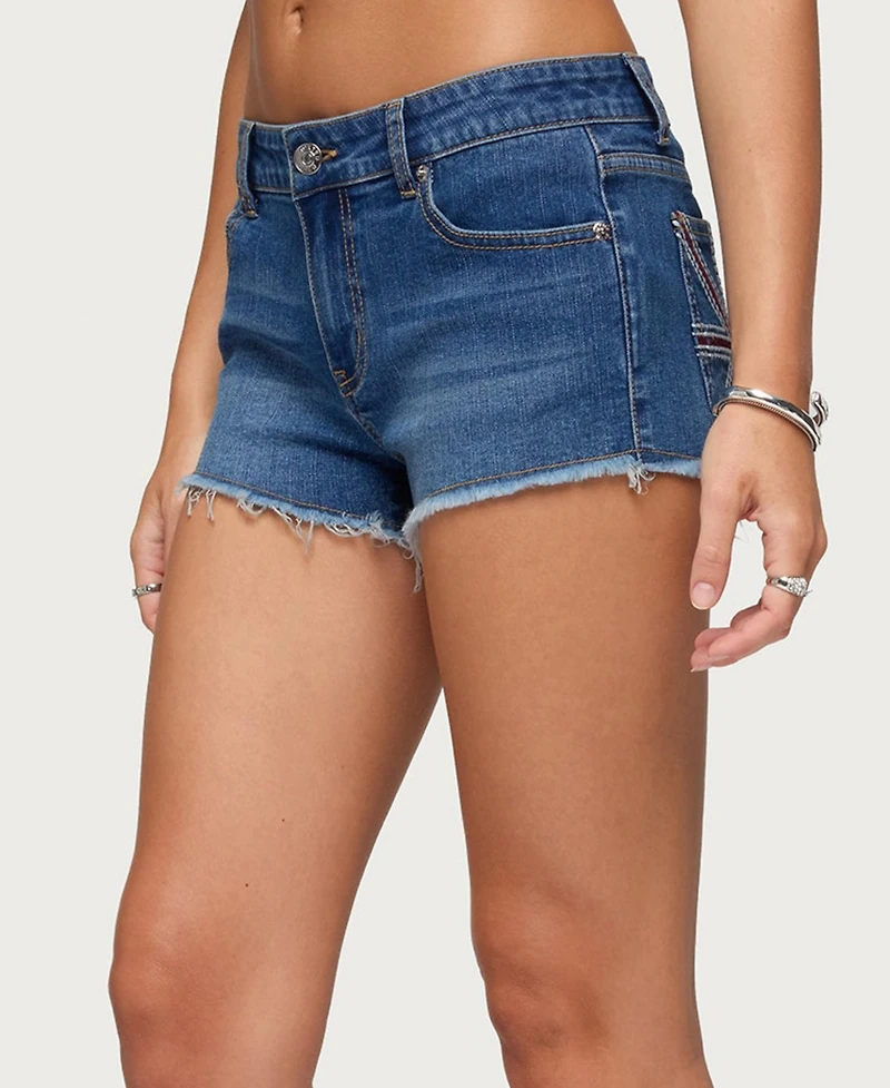 Edikted Women's Union Jack Low Rise Denim Shorts