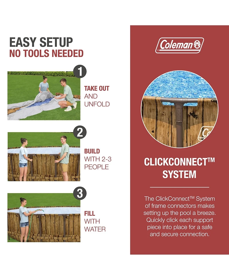 Coleman Power Steel 24' x 52" Metal Frame Round Above Ground Swimming Pool Set